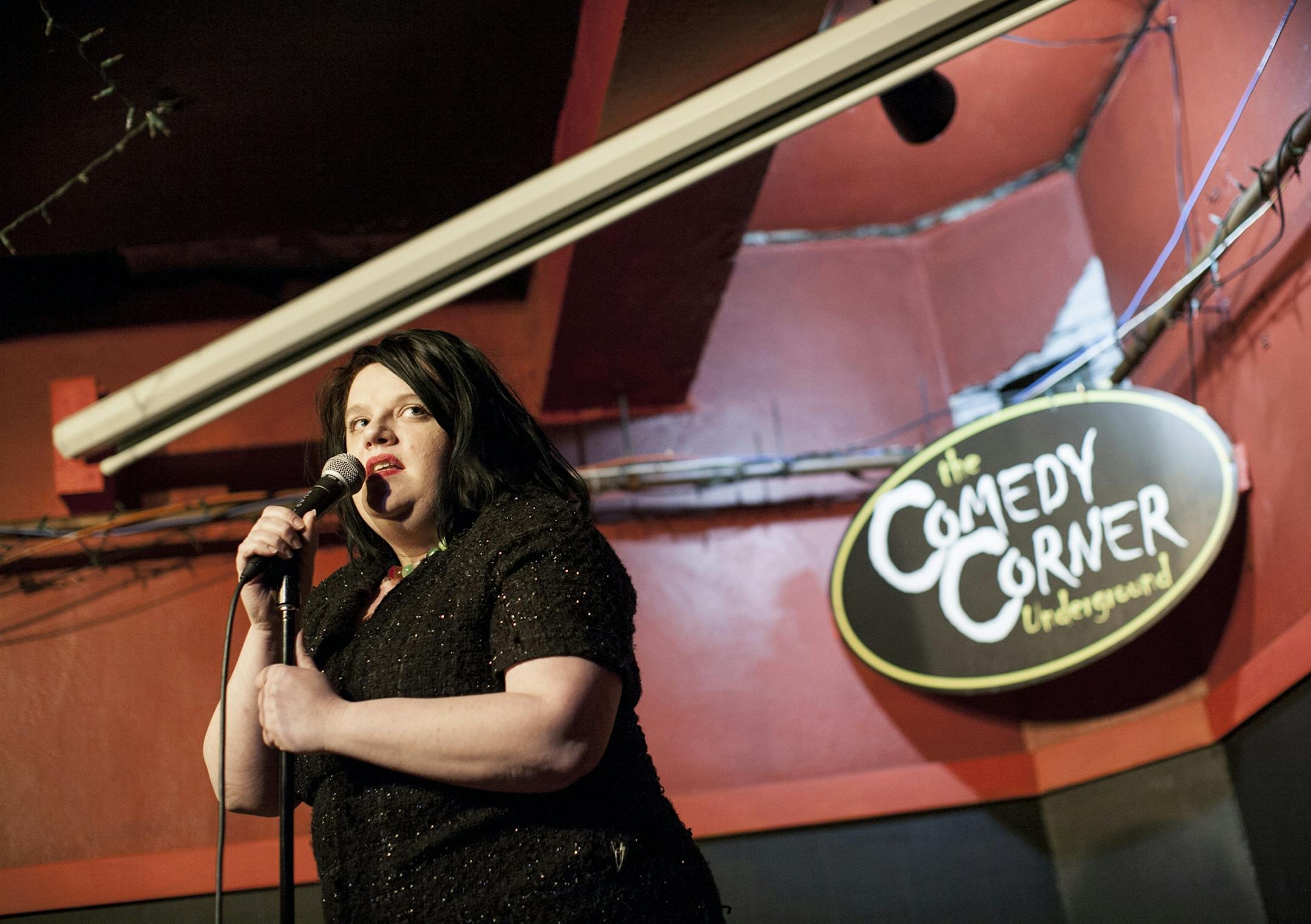 Comedian Rana May uses deadpan delivery to garner laughs during open mic night at Comedy Corner Underground in the basement of the Corner Bar in Minneapolis January 30, 2015.