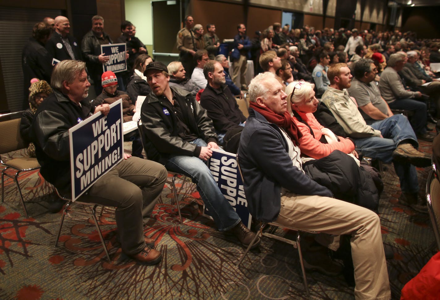 About 1,500 people jammed a meeting room at the Duluth Entertainment and Convention Center Thursday night, Jan. 16, 2013 for the first public hearing about Polymet Mining's proposed open pit mine near Babbitt.