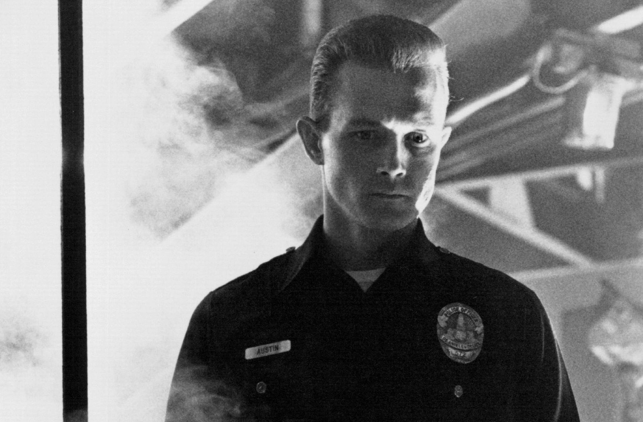 Robert Patrick stars as an advanced-model cyborg programmed to kill a young boy before he can grow up to lead the humans in a future war against the machines in "Terminator 2: Judgment Day," a Tri-Star Pictures release from Carolco. Tri-Star Pictures. Inc.