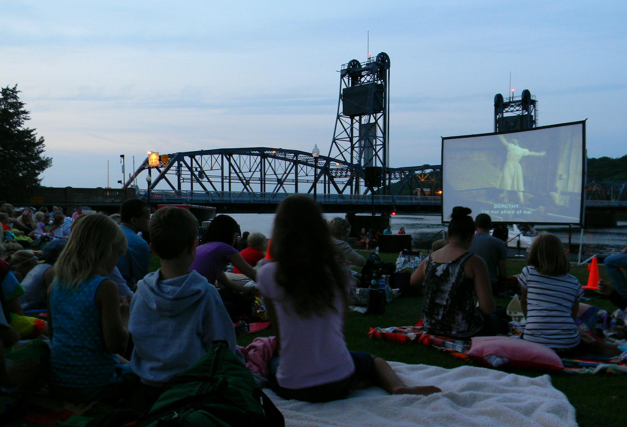 Movies on Summer Tuesdays nights in Stillwater can now be viewed by boaters. The popular family activity on the lawn along the St. Croix River has endured for several summers. (Photos by Callie Sacarelos, Special to the Star Tribune)