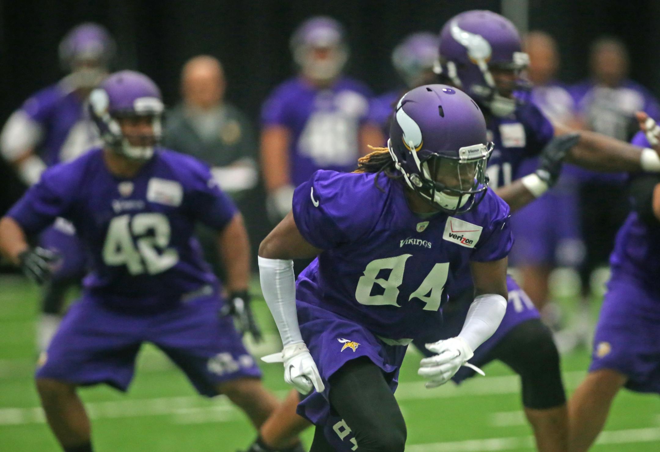 Vikings Cordarrelle Patterson ran during mini-camp practice at Winter Park on 6/19/14.