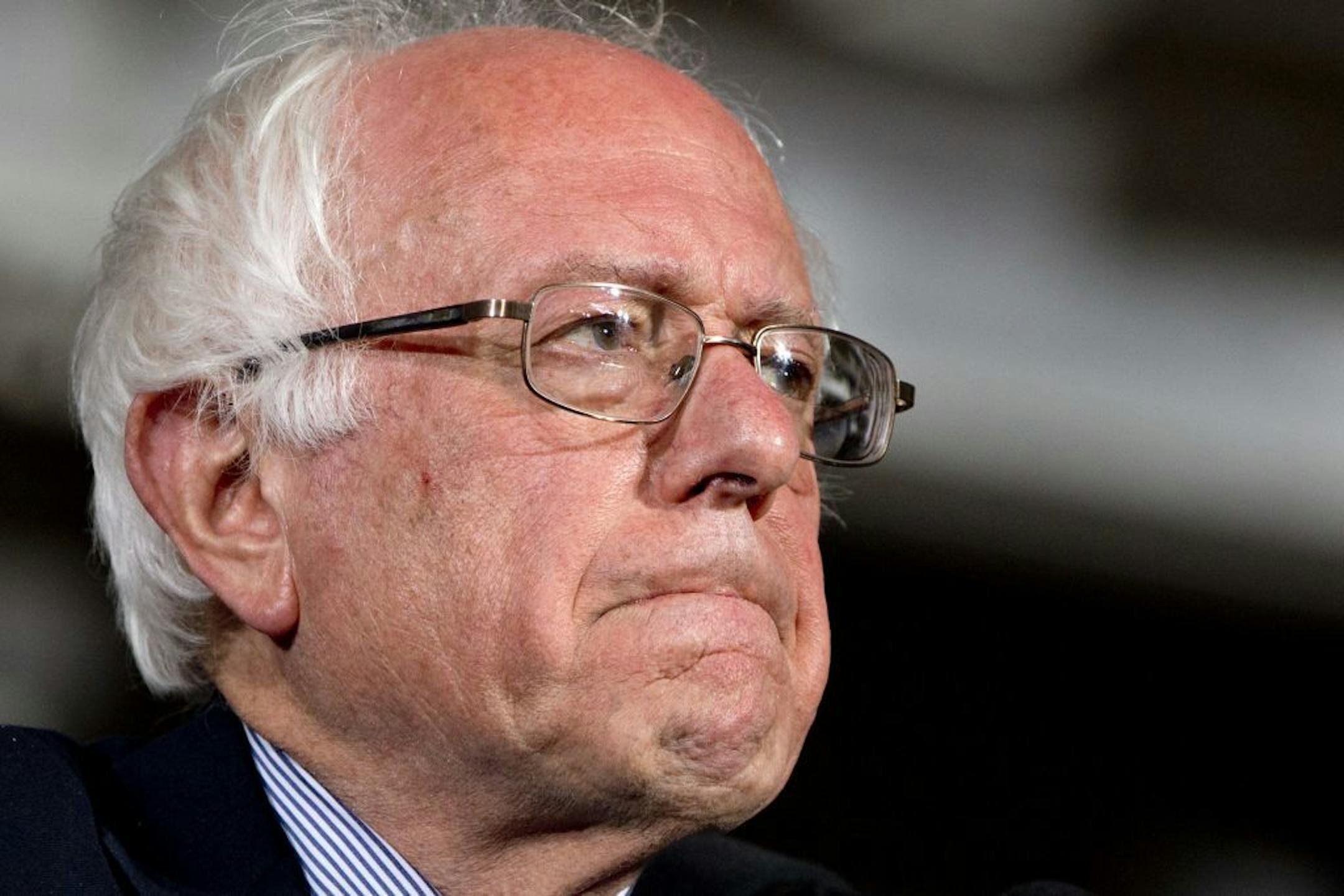 Democratic presidential candidate Sen. Bernie Sanders, I-Vt., pauses as he speaks at a campaign rally at the Mayo Civic Center in Rochester, Minn., Saturday, Feb. 27, 2016.