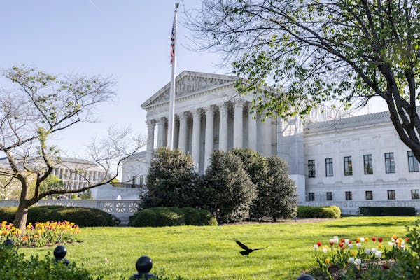 The Supreme Court in Washington on Tuesday morning, April 16, 2024. The court heard arguments on Tuesday in a case that could eliminate some of the fe