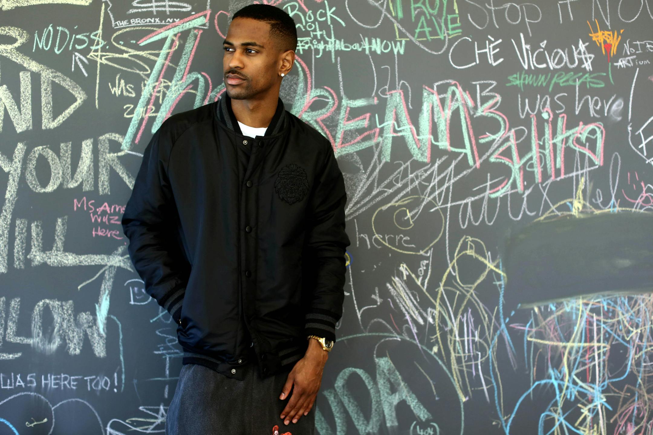 In this Friday, Aug. 16, 2013 photo, Big Sean poses for a portrait at Island Def Jam in Santa Monica, Calif. The rapper releases a new album, "Hall of Fame," on Aug. 27, 2013. (Photo by Matt Sayles/Invision/AP) ORG XMIT: MIN2013082814304710