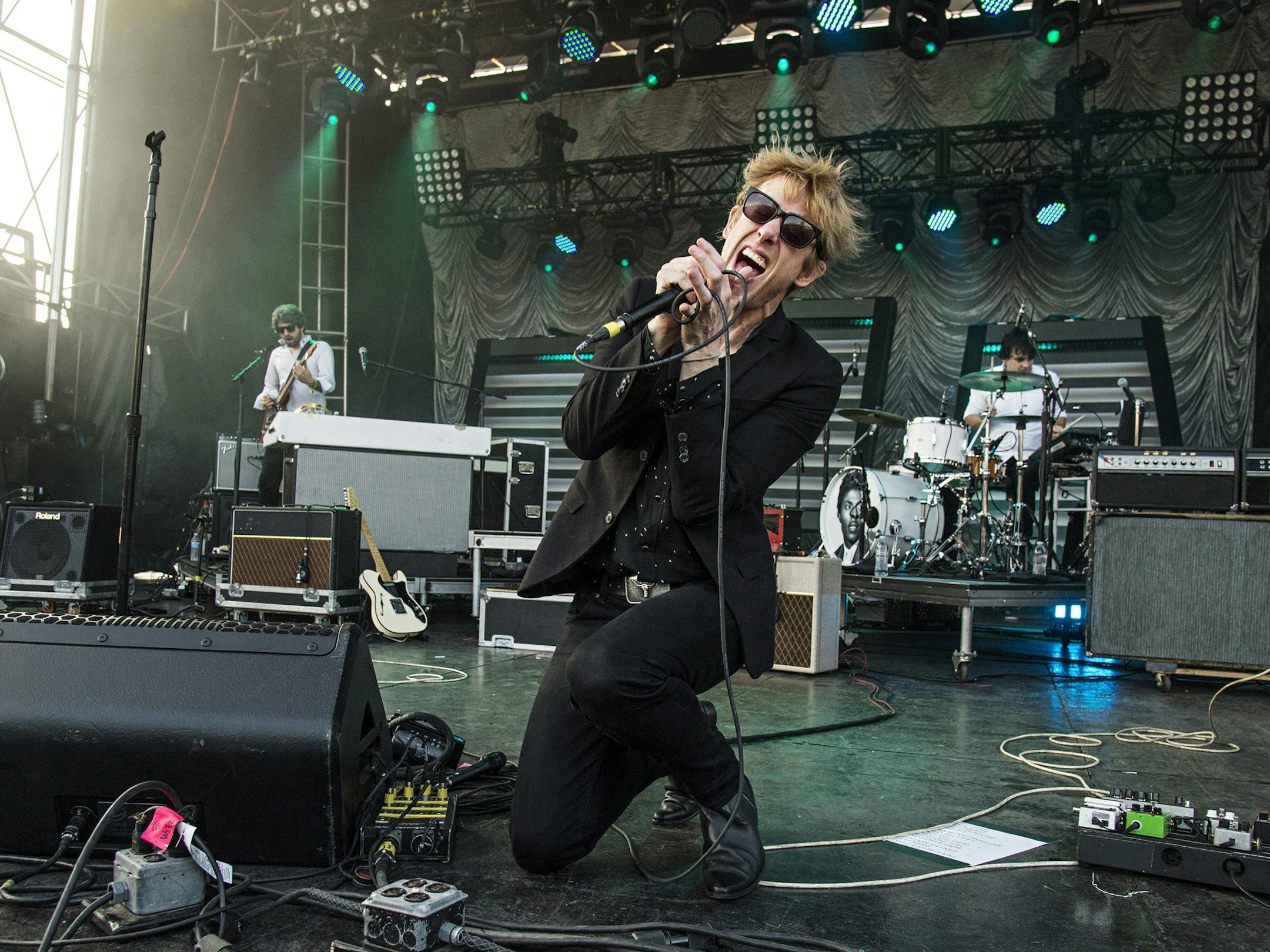 Britt Daniel of Spoon performs during Forecastle Music Festival at Waterfront Park on Sunday, July 16, 2017, in Louisville, Ky. (Photo by Amy Harris/Invision/AP) ORG XMIT: KYRP105