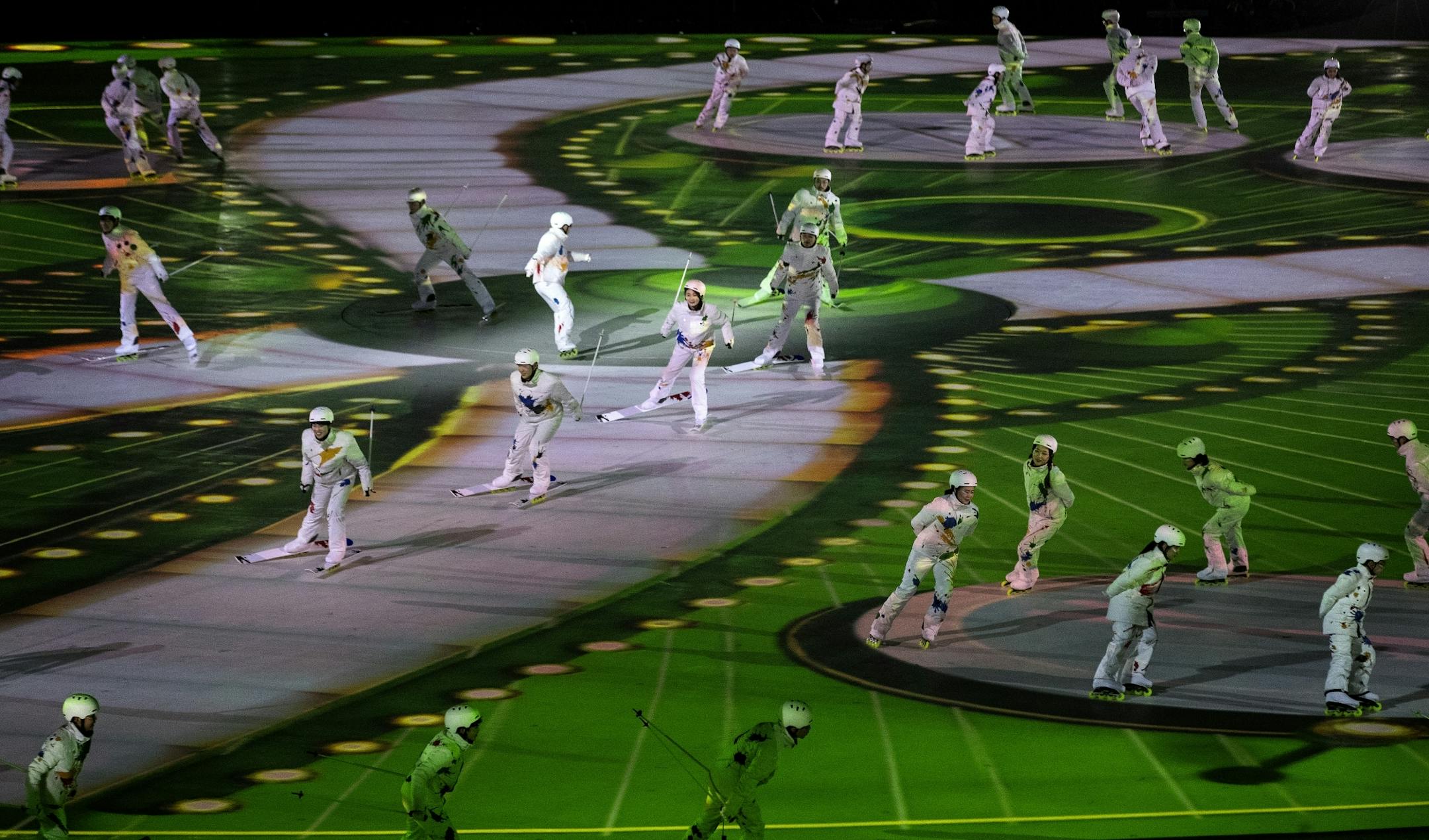 Performers at Pyeongchang Olympic Stadium during Closing Ceremony on Sunday.