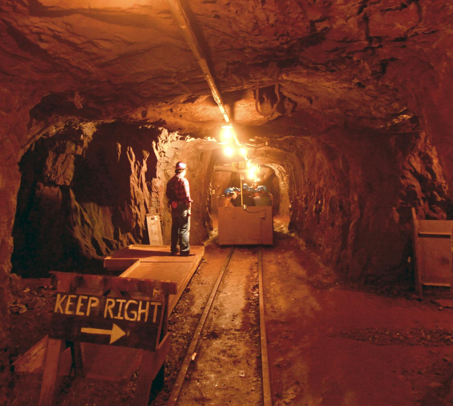 A train brings visitors 3/4 mile into a tunnel at Soudan Underground Mine State Park in northern Minnesota.