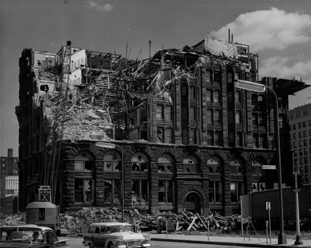 Ruins of the Metropolitan Building,, 1962. The ruins briefly stood as the last tangible reminder of a building that had once been one of the wonders of the city.