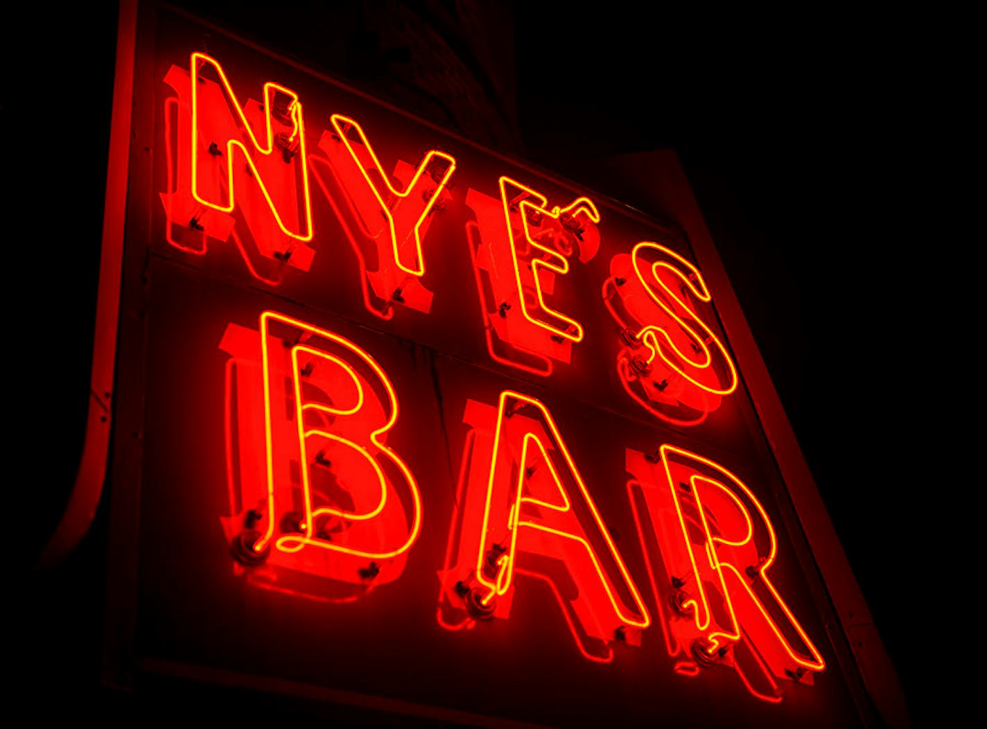 The neon sign at Nye's Bar.