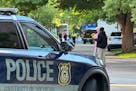 University of Michigan campus police block an area Tuesday, May 21, 2024, in Ann Arbor, Mich., where a pro-Palestinian encampment had been set up sinc