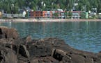 Looking at East Bay Suites from Artists Point in Grand Marais on Lake Superior.