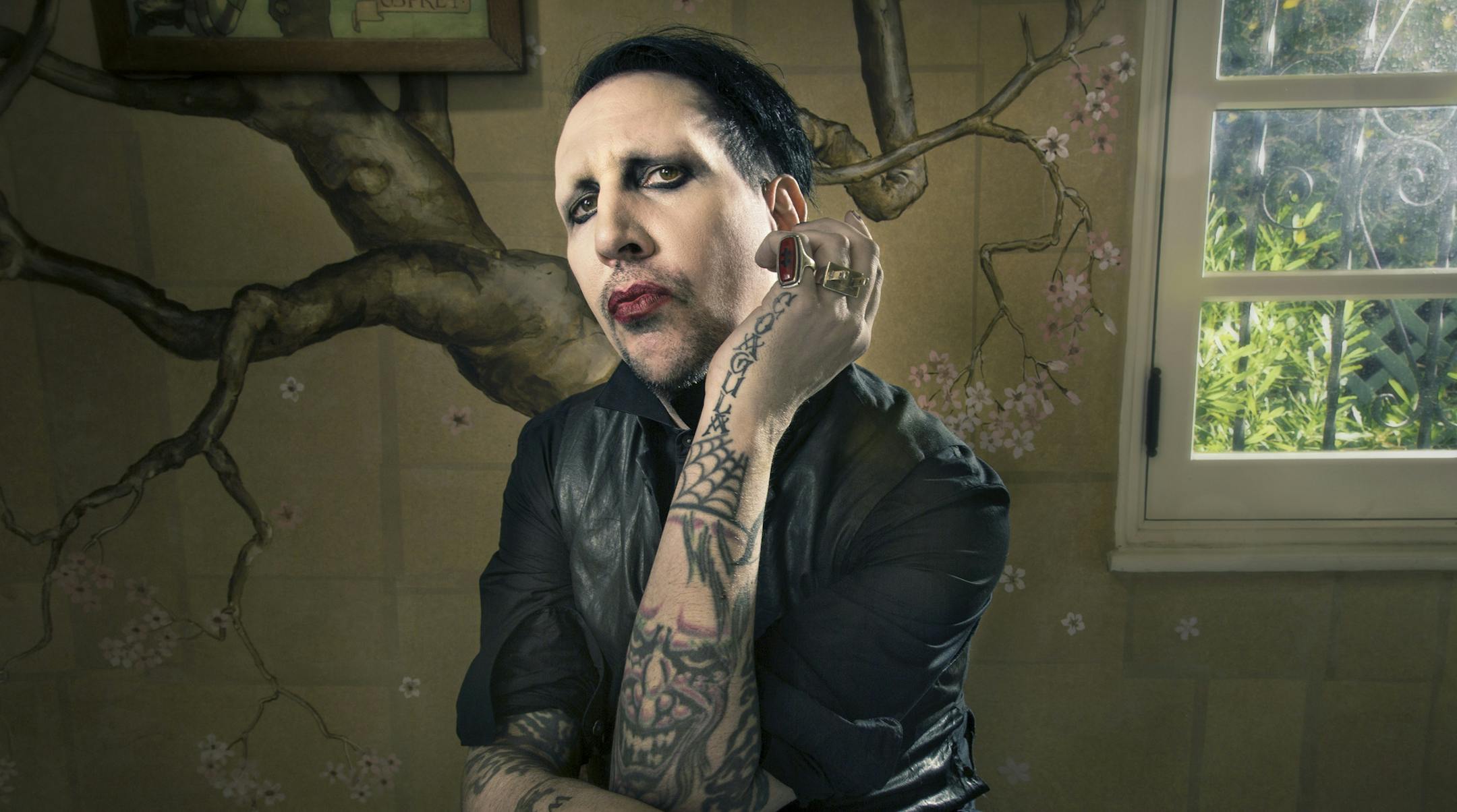 -- PHOTO MOVED IN ADVANCE AND NOT FOR USE - ONLINE OR IN PRINT - BEFORE JAN. 18, 2015. -- Marilyn Manson in West Hollywood, Calif., Dec. 11, 2014. At 46, Manson, with a career as a best-selling goth rock star and agitator behind him, has been facing a bit of an identity crisis that he hopes to overcome with new collaborations and a new album. (Michael Lewis/The New York Times) ORG XMIT: MIN2015012713460667