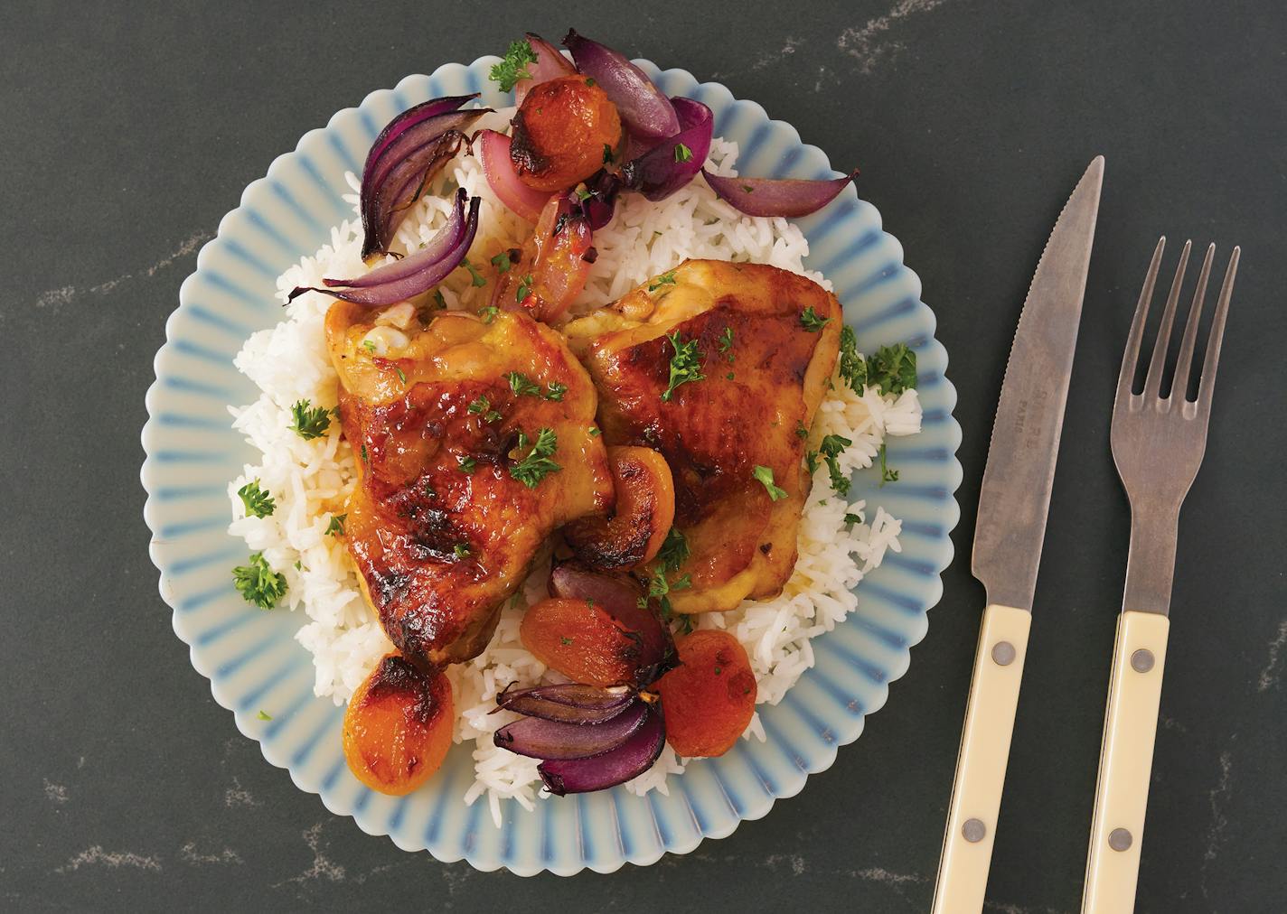 Apricot-Glazed Chicken from "ScheckEats: Cooking Smarter," by Jeremy Scheck (Harvest, 2023).