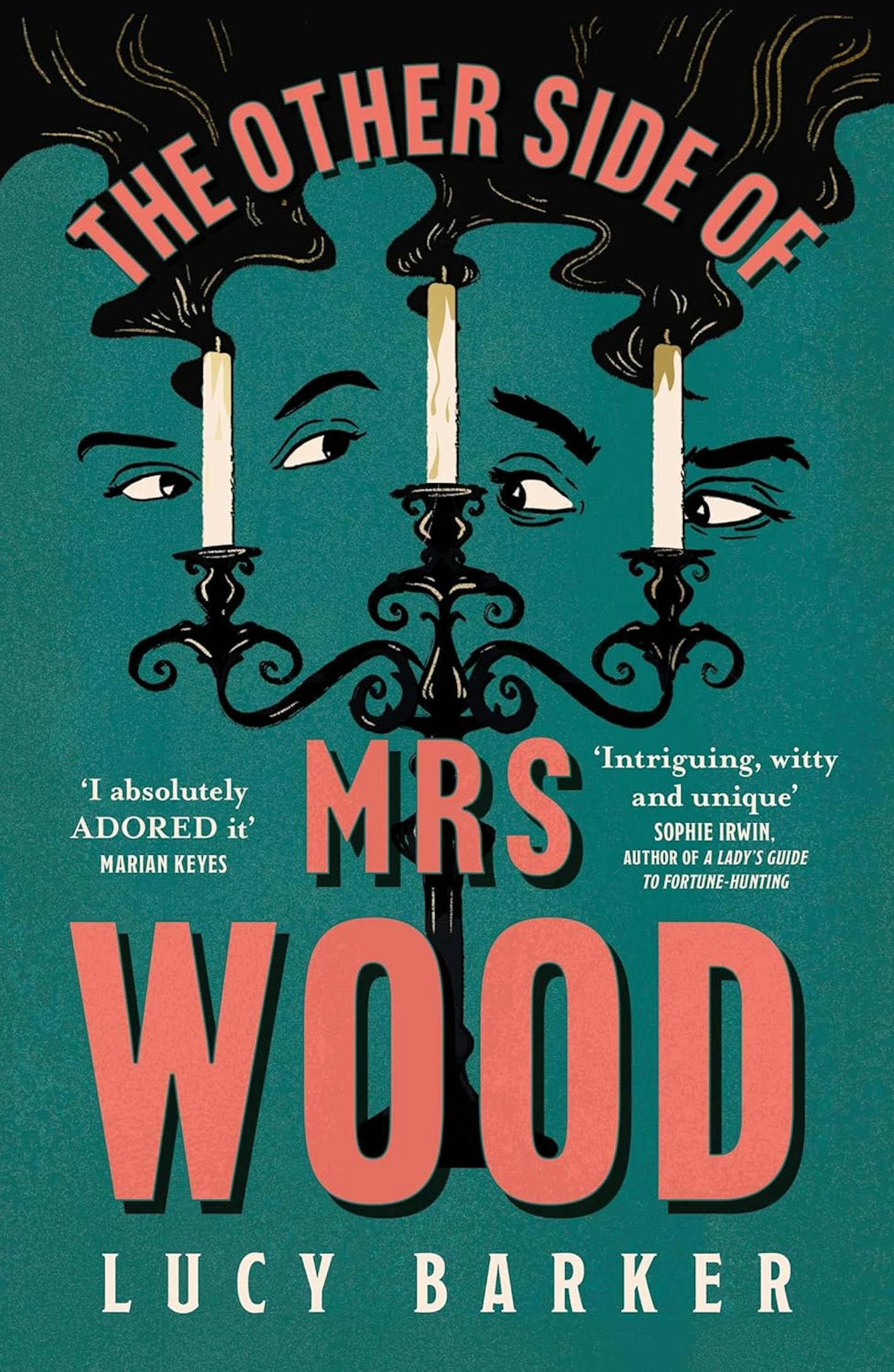 cover of The Other Side of Mrs. Wood depicts a candelabra and curious eyes