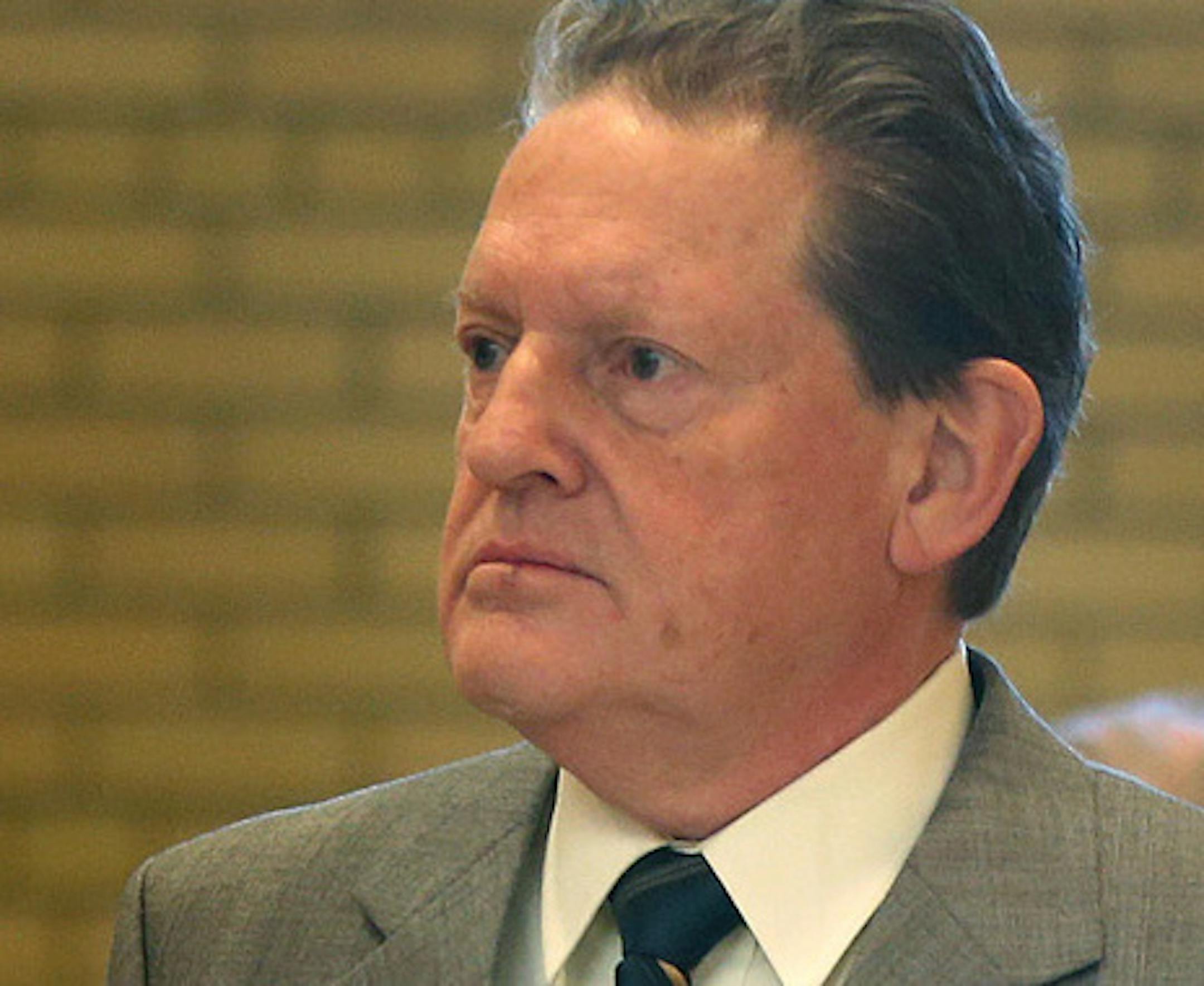 Byron Smith made his way through security at the Morrison County Courthouse, Monday, April 21, 2014 in Little Falls, Minn.