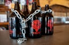 Castle Danger Brewery growlers were on display chained up to illustrate their slogan, #FreeTheGrowler.