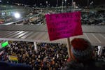 Protesters assemble at John F. Kennedy International Airport in New York, Saturday, Jan. 28, 2017 after earlier in the day two Iraqi refugees were det