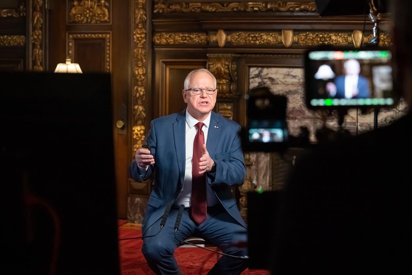 Gov. Tim Walz spoke to Minnesotans Wednesday evening from the Governor's Reception Room at the State Capitol to discuss the latest steps in his response to COVID-19.