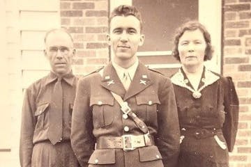 First Lt. Myron Kuzyk with his parents, Onufry and Anna Kuzyk. 