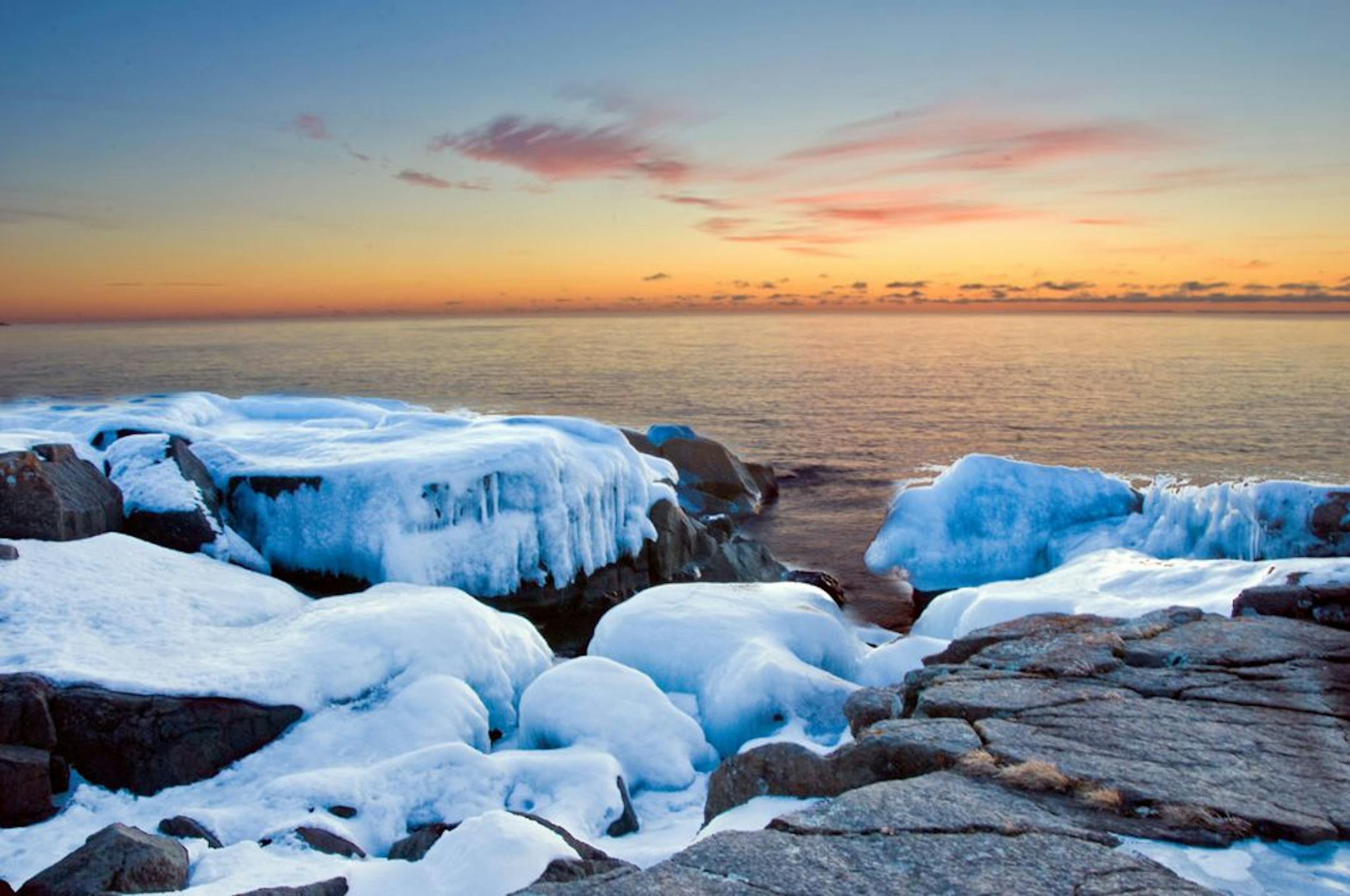 The Photographer: Kevin Hawkins of New Hope. The scene: Sunrise casts a glow over the North Shore of Lake Superior, where Hawkins was attending a photography workshop in February. When the wind was up, each wave that crashed ashore added a layer of ice to the rocks, he wrote in an e-mail. "It felt I was witnessing a scene that had changed little over thousands of years."