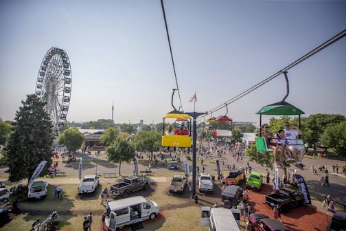 Some chose to view the fair from the Sky Ride on the last day of the Minnesota State Fair, Monday, September 4, 2017 in Falcon Heights, MN.