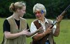 Anoka, MN., Wednesday, 8/6/2003. Chandra Miller, age-19, received trapshooting lessons from her grandmother, Loral I Delaney. Delaney is a world champ