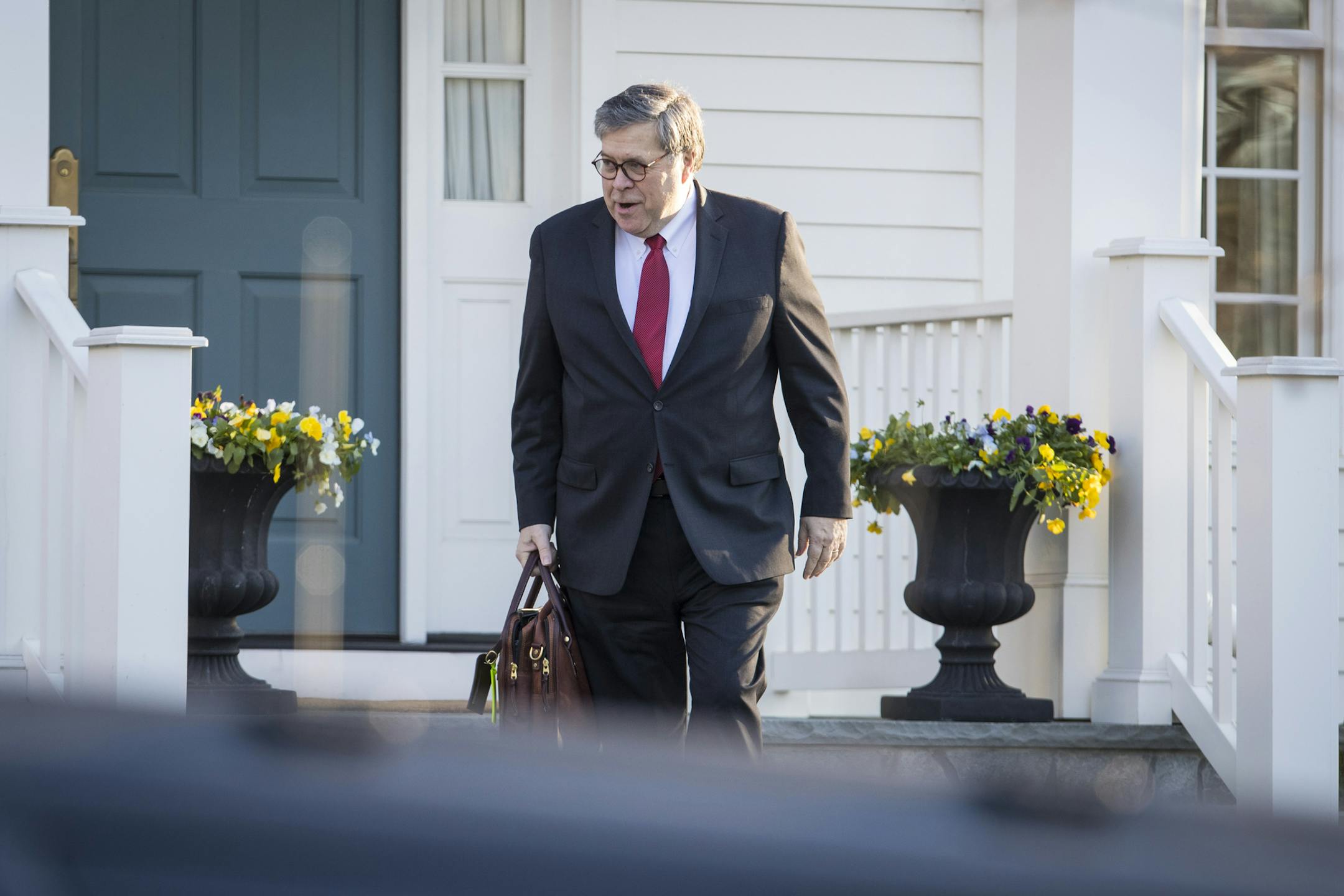 Attorney General William Barr leaves his home in McLean, Va., on Monday morning, March 25, 2019. The investigation led by Robert Mueller found no evidence that President Donald Trump or any of his aides coordinated with the Russian government’s 2016 election interference, according to a summary of the special counsel’s key findings made public on Sunday by Barr. (Sarah Silbiger/The New York Times)