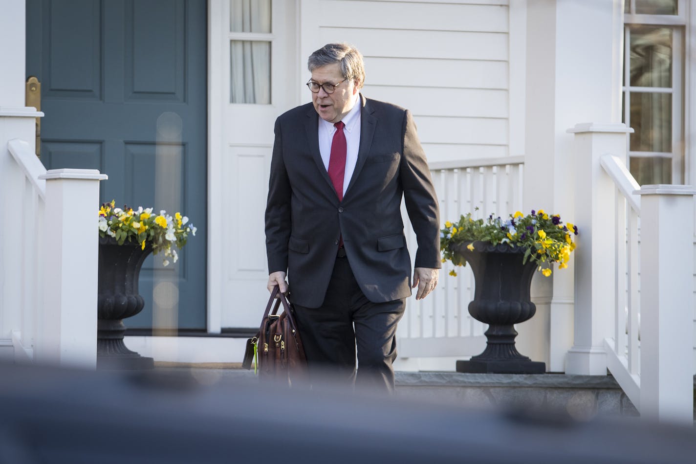 Attorney General William Barr leaves his home in McLean, Va., on Monday morning, March 25, 2019. The investigation led by Robert Mueller found no evidence that President Donald Trump or any of his aides coordinated with the Russian government&#x2019;s 2016 election interference, according to a summary of the special counsel&#x2019;s key findings made public on Sunday by Barr. (Sarah Silbiger/The New York Times)