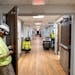 Certified carpenter Craig Huebschmann worked on a door at the new short-stay observation unit on Wednesday at St. John’s Hospital in Maplewood. The 