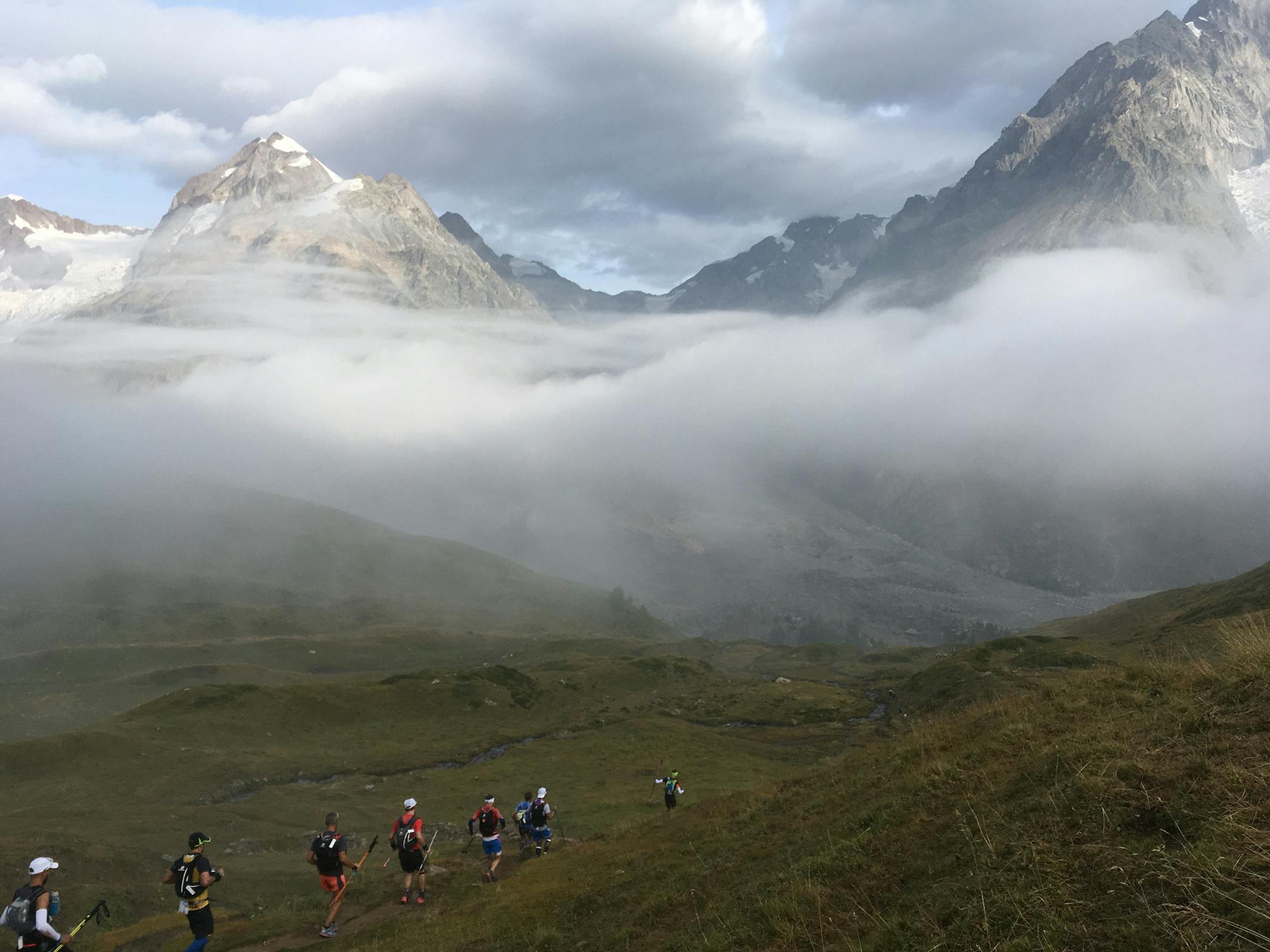 A view of Mont Blanc, far right, during the TDS ultramarathon race in 2017.