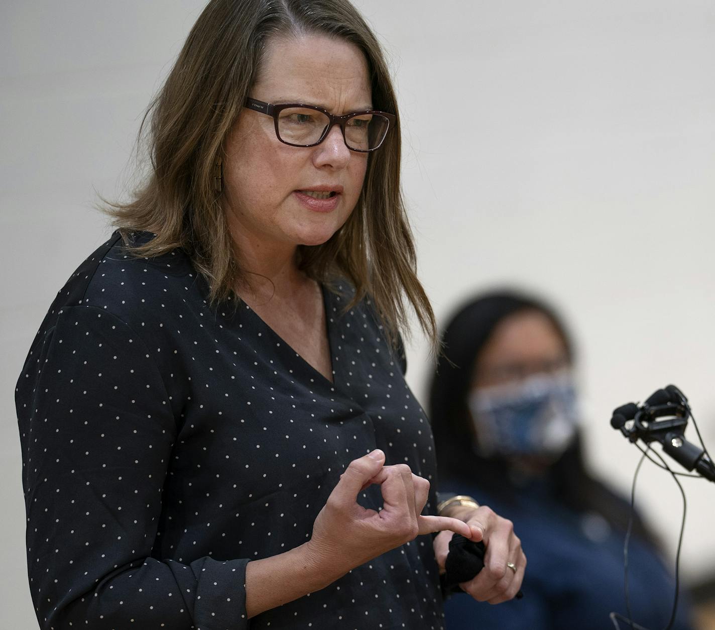 Susan Brower Minnesota State Demographer spoke about her concerns that everyone counted by the September 30 census deadline at the Brian Coyle Neighborhood Center.] Jerry Holt •Jerry.Holt@startribune.com A press conference was held at the Brian Coyle center ,where census advocates, including the state demographer, discussed their concerns that the Census bureau is wrapping up field operations too quickly in Hennepin County Monday August 31,2020 in Minneapolis. ,MN.