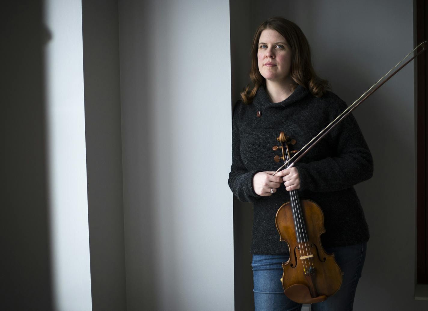 Minnesota Orchestra concertmaster Erin Keefe in the recently remodeled Minneapolis loft she shares with her husband, music director Osmo V&#xe4;nsk&#xe4;.