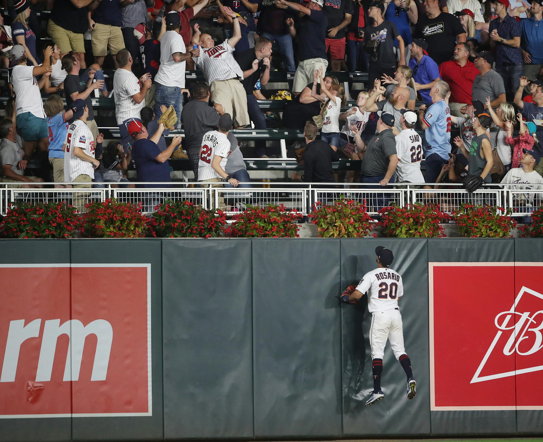 Left fielder Eddie Rosario watched Austin Jackson's three-run homer go into the Target Field stands in the seventh inning, one of Cleveland's five homers in a 8-1 drubbing of the Twins on Tuesday night.