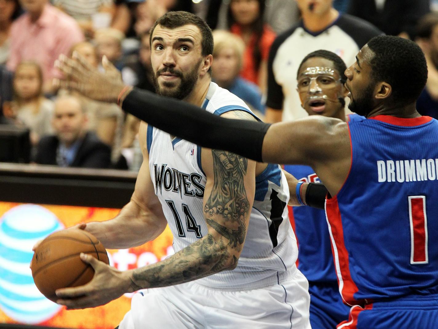 Wolves coach Rick Adelman said he believes center Nikola Pekovic, left, will be that much more effective if he develops counters to the power moves he relies upon close to the basket.