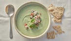 Avocado Soup With Crab Salad. Food styling: Lisa Golden Schroeder.