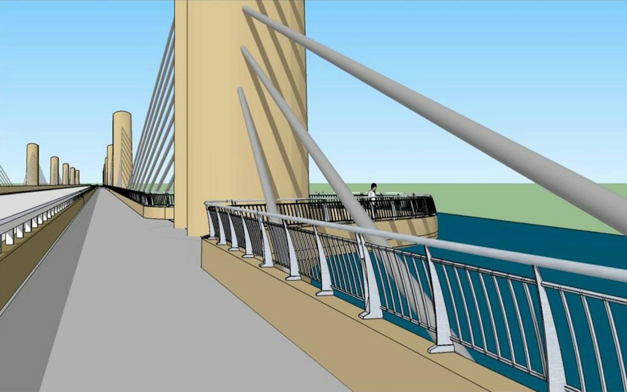 A view of the proposed Stillwater bridge from the walk/bike path.