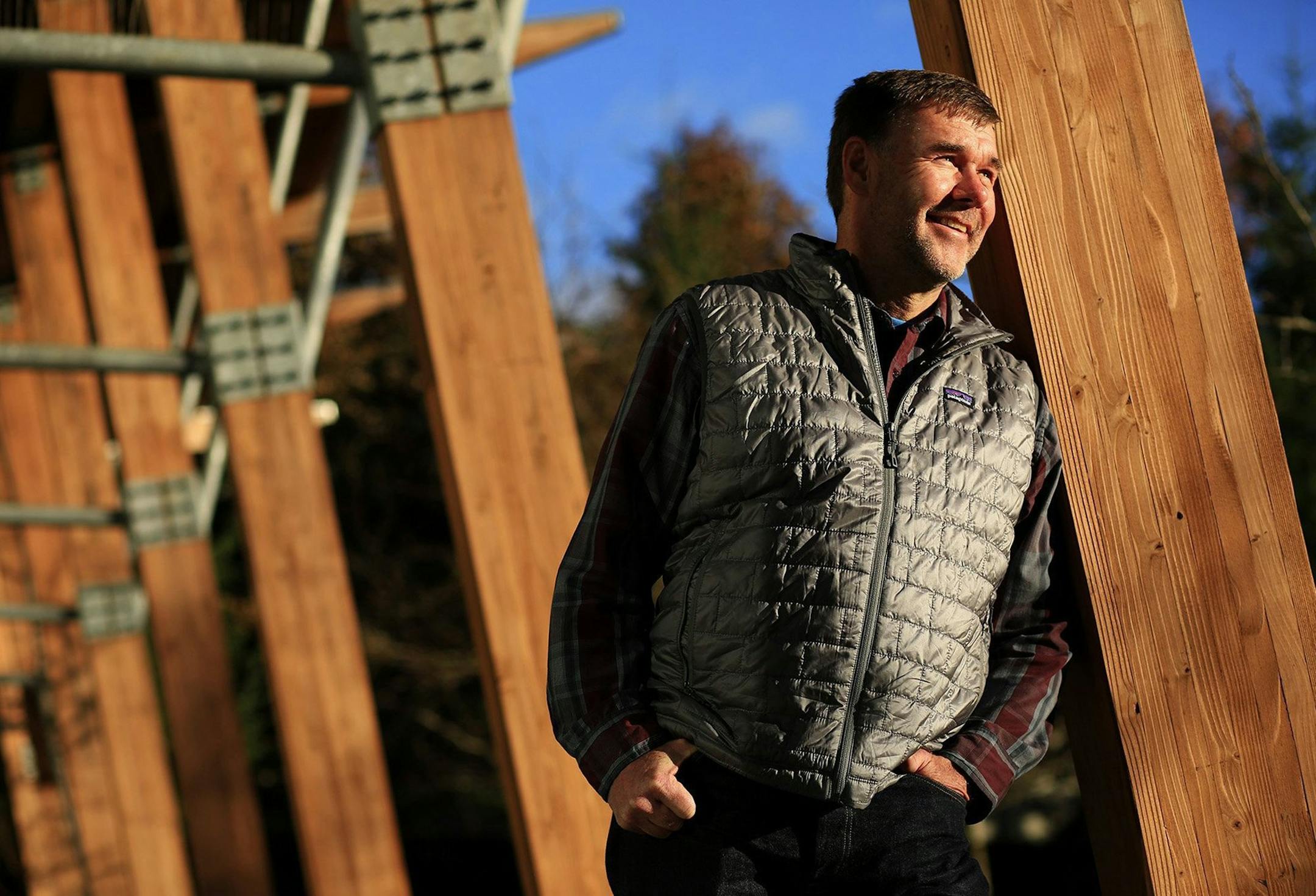CEO Jerry Stritzke is seen at REI headquarters in Kent, Wash., Dec. 23, 2013. He's traded his suit and tie for a flannel shirt, Patagonia vest and jeans. (Erika Schultz/Seattle Times/MCT) ORG XMIT: 1147840