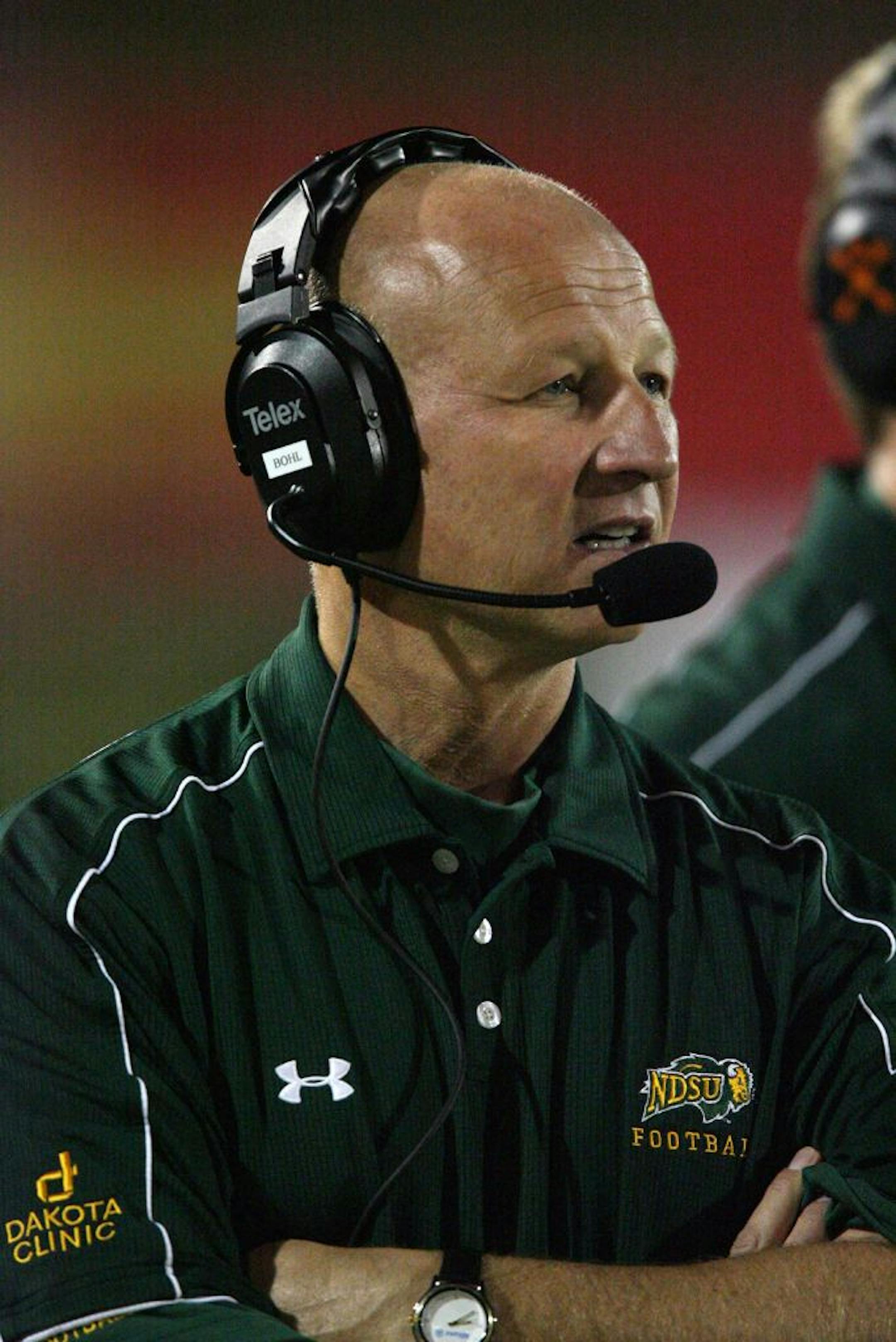 This undated file photo released Monday, Oct. 8, 2007, by the North Dakota State's media relations department shows North Dakota State head football coach Craig Bohl. The North Dakota State football team has a No. 1 ranking for the first time since making the move from NCAA Division II to Division I athletics.