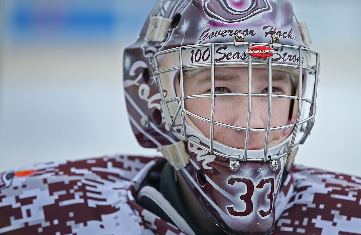 Goalie Sam Moberg, a St. Paul Johnson junior, practiced at Holman Field Rink, Friday, January 16, 2015 in St. Paul, MN. Moberg has played every minute of every game since he was an eighth grader. ] (ELIZABETH FLORES/STAR TRIBUNE) ELIZABETH FLORES &#x2022; eflores@startribune.com