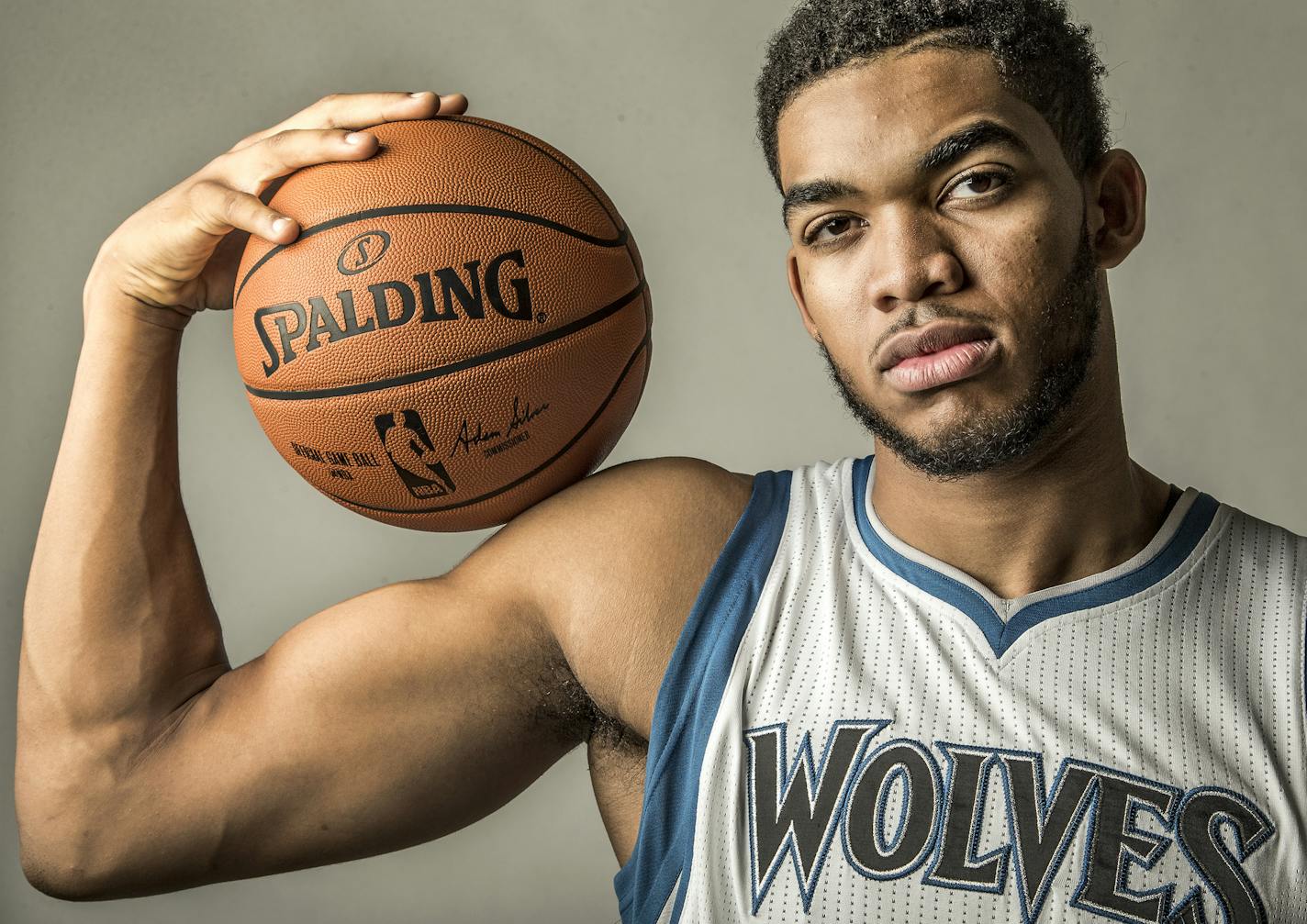 Minnesota Timberwolves rookie Karl-Anthony Towns during the team's media day.