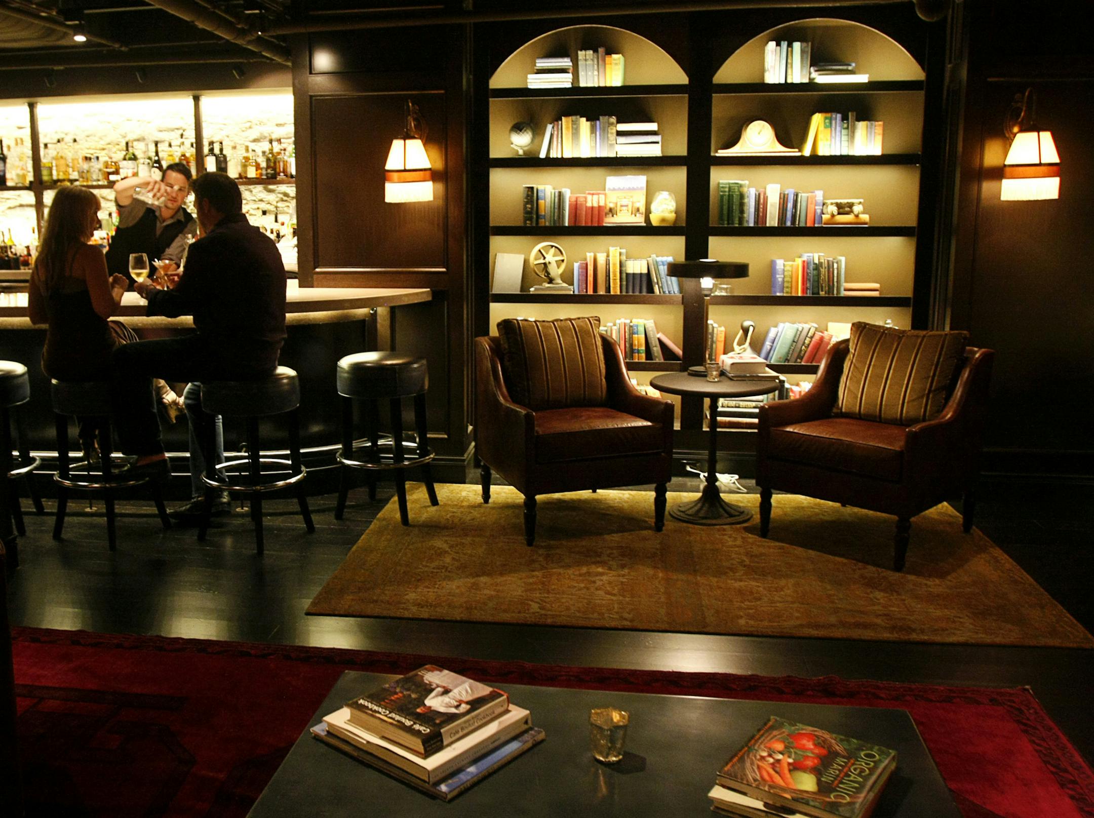 The cozy library-inspired basement bar at Marin Restaurant and Bar on Friday, September 6, 2013. ] Chris Kelleher, Special to the Star Tribune, 9/6/2013, Minneapolis, MN ORG XMIT: MIN1309090919090501