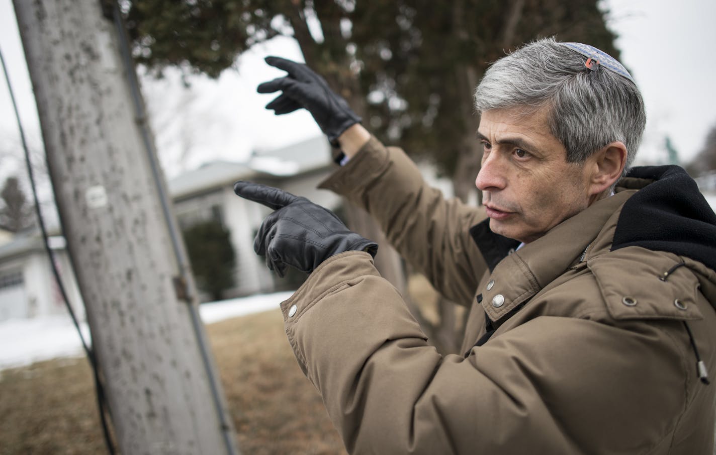 Allan Baumgarten, one of the creators of the 1-square-mile eruv, discussed how it twists and turns throughout St. Louis Park neighborhoods.