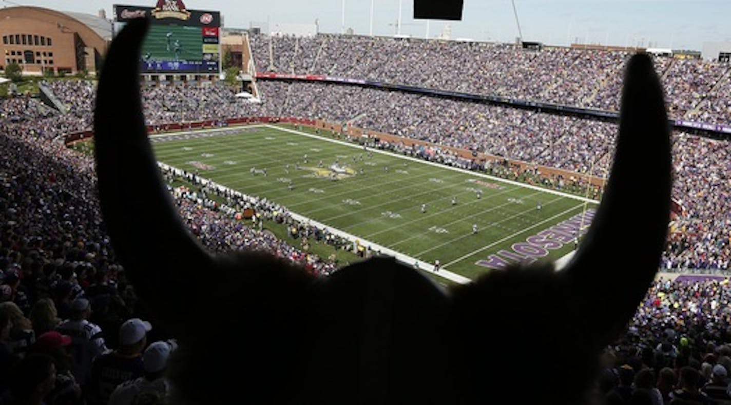 Fans cheer during a Minnesota Vikings game earlier at TCF Bank Stadium.