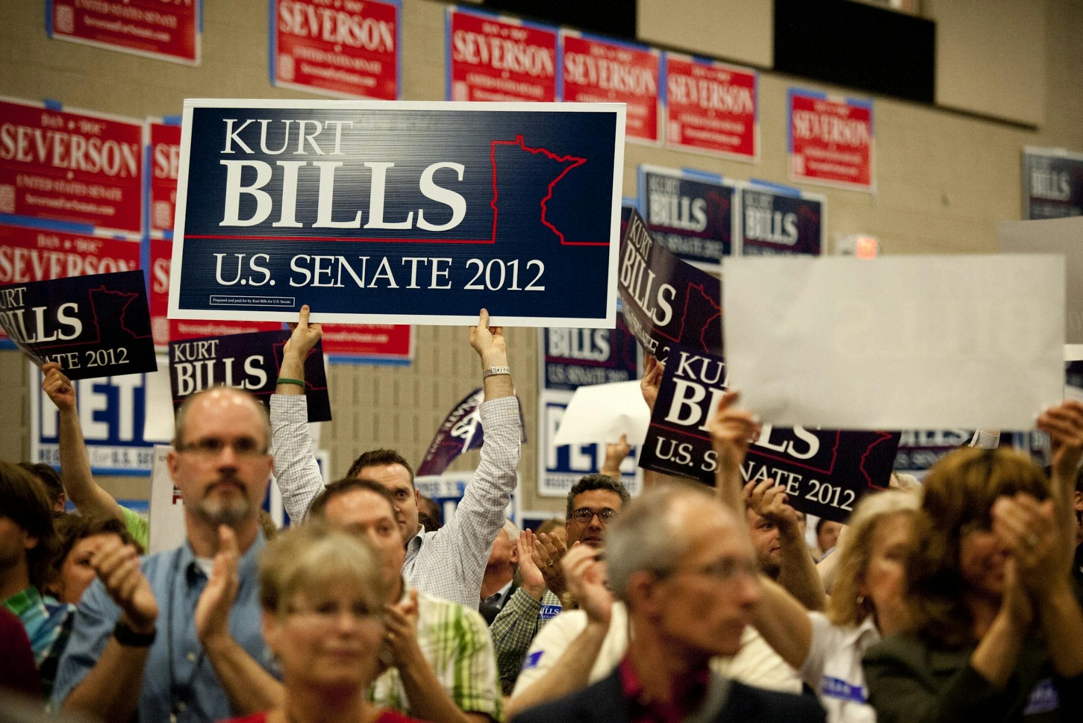 Kurt Bills supporters at the Minnesota GOP convention at the St. Cloud Convention Center, Friday, May 18, 2012.