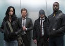 Marvel's The Defenders. Left to right: Krysten Ritter, Finn Jones, Charlie Cox, Mike Colter