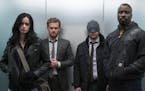 Marvel's The Defenders. Left to right: Krysten Ritter, Finn Jones, Charlie Cox, Mike Colter