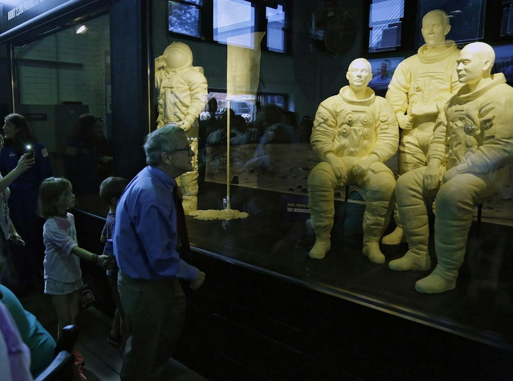 In honor of the 50th anniversary of the moon landing, the Ohio State Fair unveiled life-size, full-body butter sculptures of hometown hero Neil Armstrong and his fellow astronauts.