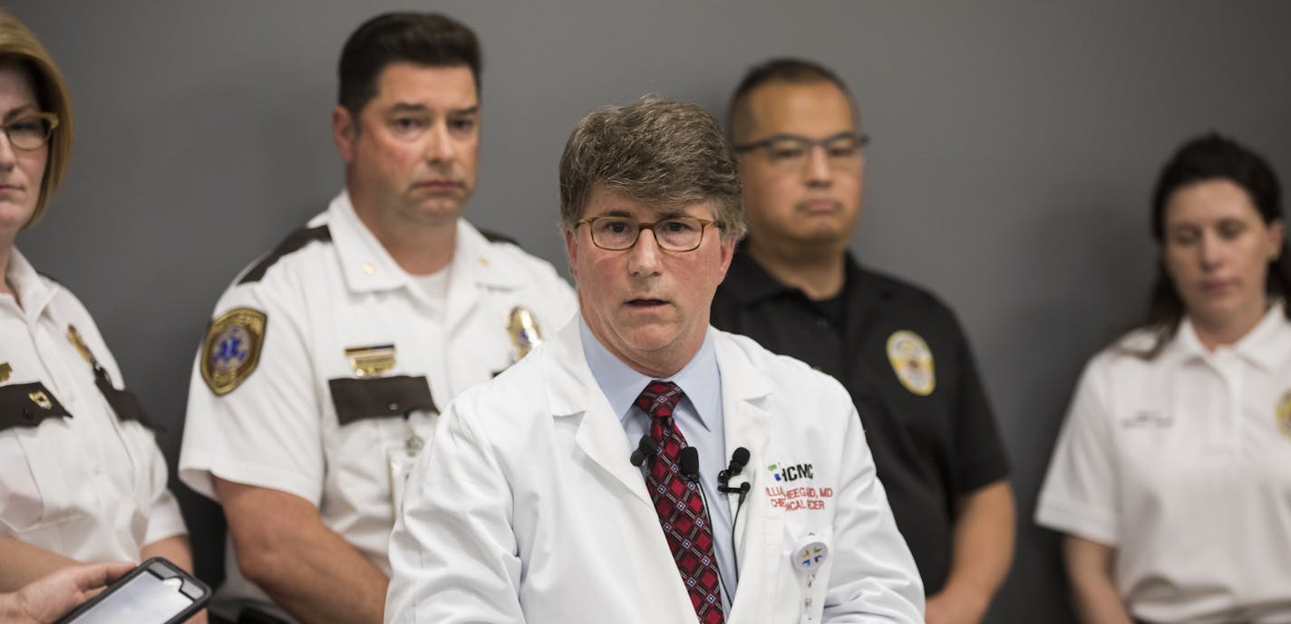 Dr. William Heegaard spoke at a press conference in response to a Star Tribune report on the use of Ketamine sedation by EMS in police related situations on June 15, 2018, in Minneapolis, Minn. ] RENEE JONES SCHNEIDER &#xef; renee.jones@startribune.com