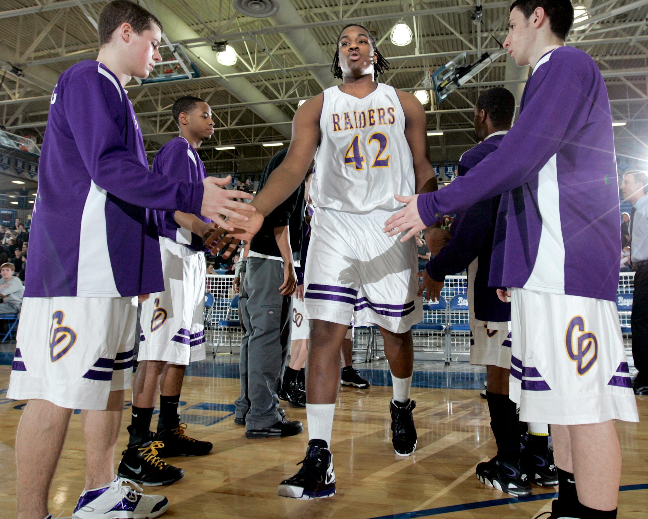 Cretin-Derham Hall's Seantrel Henderson before Tuesday night's game.