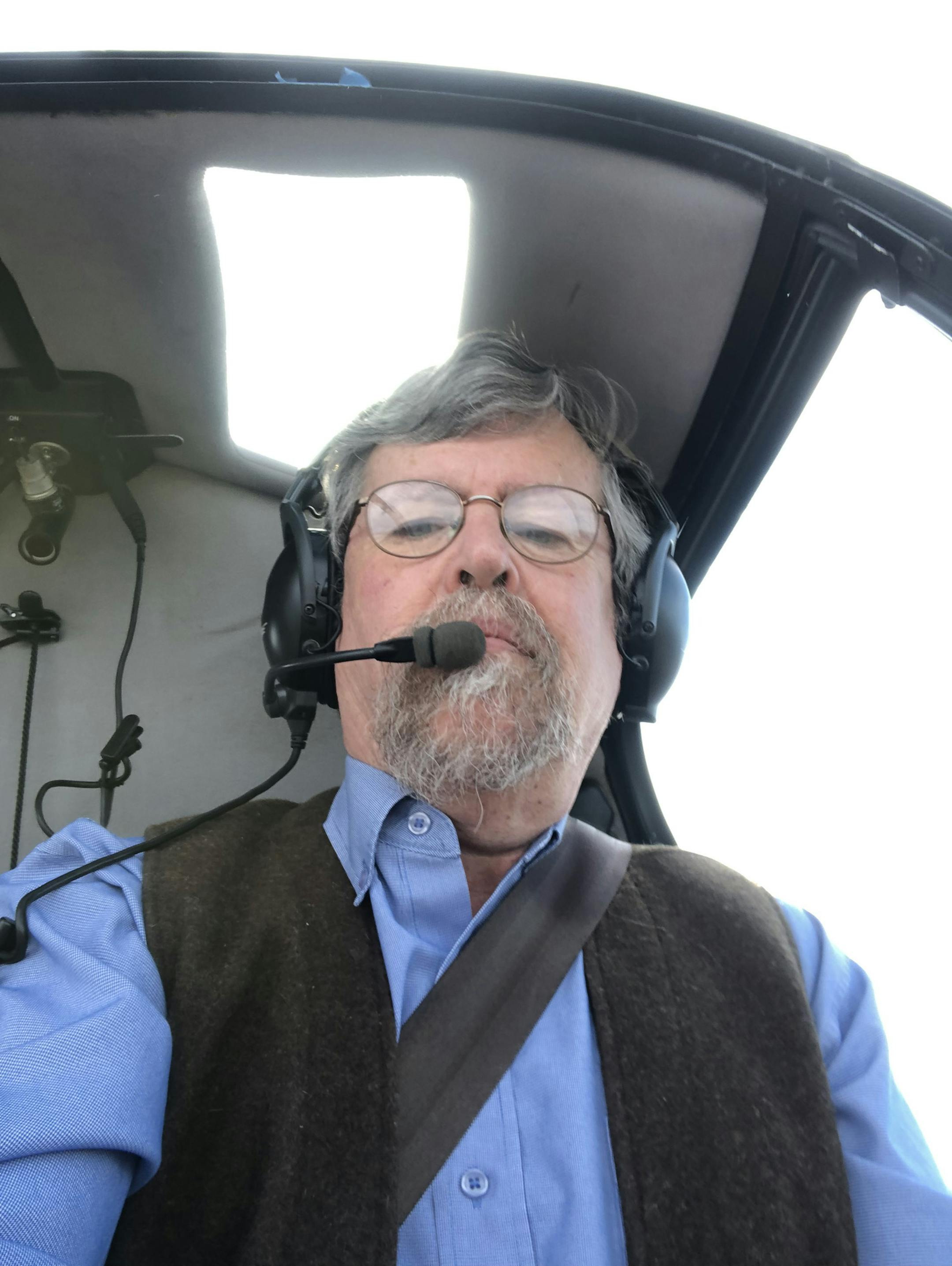 3. That’s John Moriarty, counting eagle nests from a helicopter seat.
Provided by Moriarity